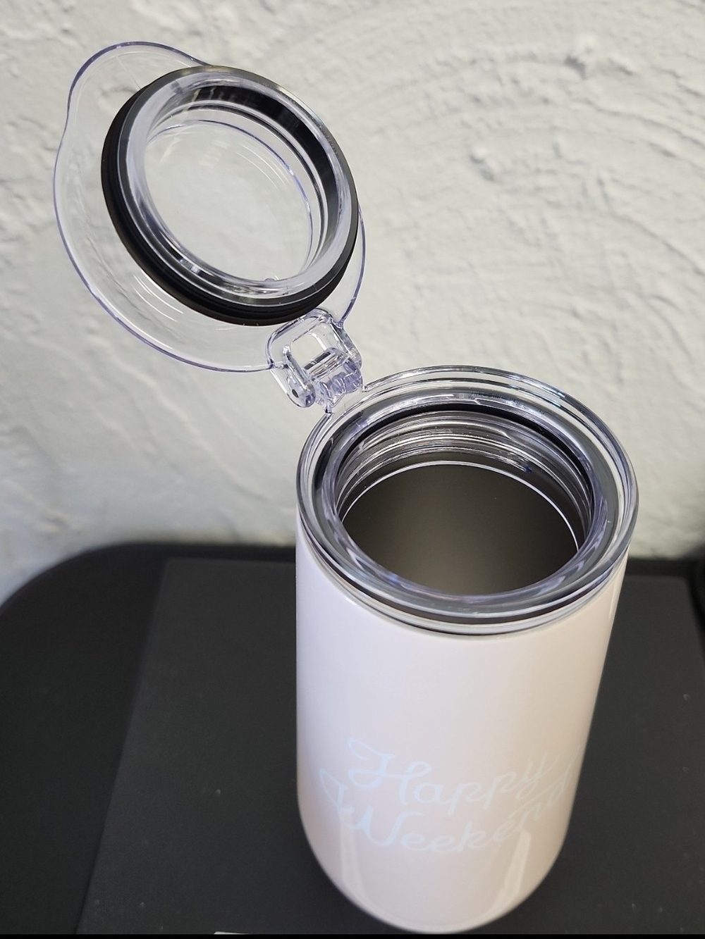 Clear-Top Pink Insulated Tumbler - Happy Weekend
